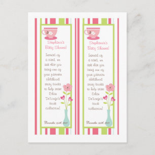 2 Boekmerken Tea Party roze pastbloemen Briefkaart