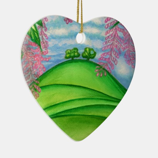 2 Bomen en het schilderen van de Macadamia Flowers Keramisch Ornament (Rechts)