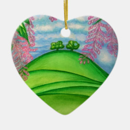 2 Bomen en het schilderen van de Macadamia Flowers Keramisch Ornament