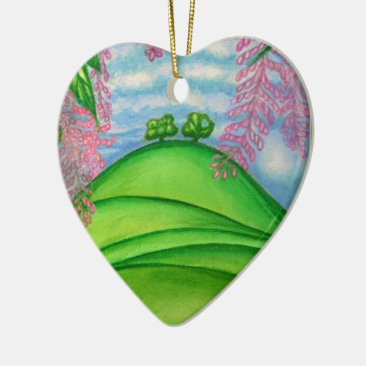 2 Bomen en het schilderen van de Macadamia Flowers Keramisch Ornament (Links)