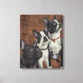 2 Boston Terriers en Franse Bulldog Canvas Afdruk (Voorkant)