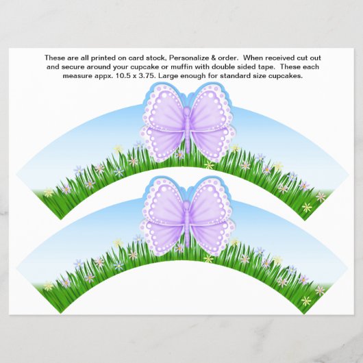 2 Boterfly Birthday Personaliseer Cupcake Wrappers Flyer (Voorkant)