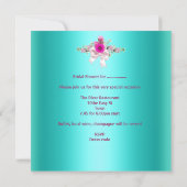 2 Bridal Wedding Shower Fuchsia Turquoise Pink Kaart (Achterkant)