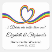 2 bruiden zijn beter dan 1 lesbische vrijgezellenf vierkante sticker (Voorkant)