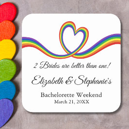 2 bruiden zijn beter dan 1 lesbische vrijgezellenf vierkante sticker