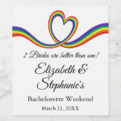 2 bruiden zijn beter dan een lesbische vrijgezelle wijn etiket (Enkel label)