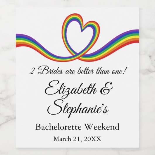 2 bruiden zijn beter dan een lesbische vrijgezelle wijn etiket (Enkel label)