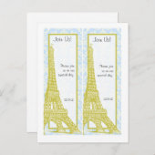 2 Bruiloft in Paris Blue Damask Save Date Bladwijz Aankondigingskaart (Voorkant / Achterkant)
