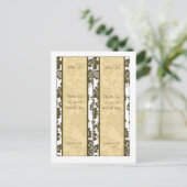 2 Bruin/Creme Bloemen Damask Bruiloft Bladwijzer Briefkaart (Staand voorkant)