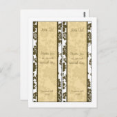 2 Bruin/Creme Bloemen Damask Bruiloft Bladwijzer Briefkaart (Voorkant / Achterkant)