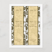 2 Bruin/Creme Bloemen Damask Bruiloft Bladwijzer Briefkaart (Voorkant)
