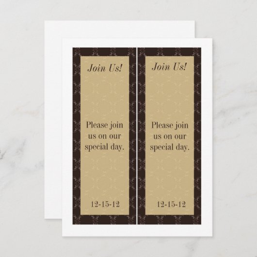 2  Bruin/Creme Wedding Save Date Bladwijzer Aankondigingskaart (Voorkant / Achterkant)