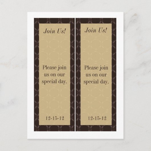 2 Bruin/Creme Wedding Save Date Bladwijzer Aankondigingskaart (Voorkant)