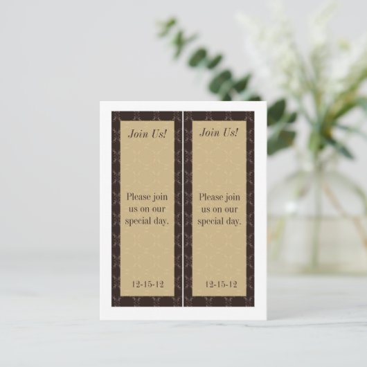 2  Bruin/Creme Wedding Save Date Bladwijzer Aankondigingskaart (Staand voorkant)