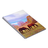 2 Bruine paarden in een gekleurd veld Notitieboek (Rechterzijde)