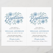 2 Budget Blauwe Bloemen Kruisdoop uitnodiging (Voorkant)