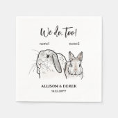 2 Bunnies Huisdier Tekening Wij doen ook Bruiloft Servet (Voorkant)