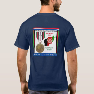 2 CAMPAGNE STARS AFGHANISTAN WAR VETERAN T-SHIRT
