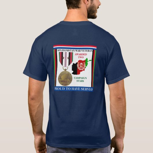 2 CAMPAGNE STARS AFGHANISTAN WAR VETERAN T-SHIRT (Achterkant)