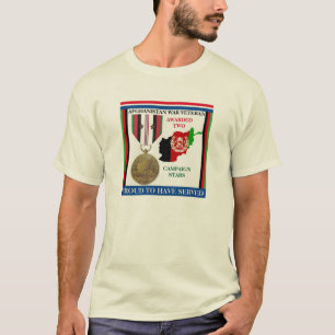 2 CAMPAGNE STARS AFGHANISTAN WAR VETERAN T-SHIRT