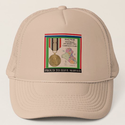 2 CAMPAGNE STERREN IRAK OORLOGSVETERAAN TRUCKER PET (Voorkant)