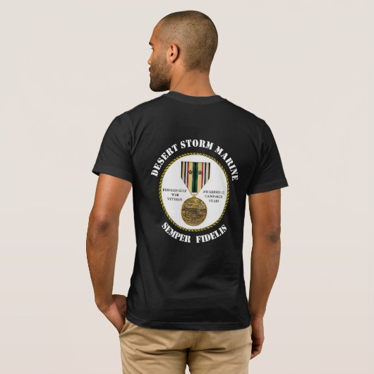 2 CAMPAIGN STARS Desert Storm Marine SEMPER Fi T-shirt (Achterkant volledig)