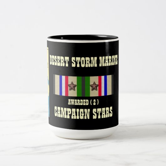 2 CAMPAIGN STARS Desert Storm Marine SEMPER Fi Tweekleurige Koffiemok (Center)