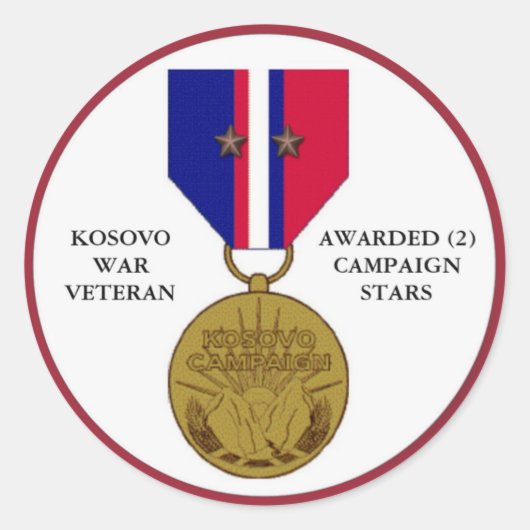 2 CAMPAIGN STARS KOSOVO WAR VETERAN RONDE STICKER (Voorkant)