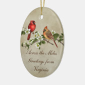#2 Cardinals Dogwood over de Miles Kerstmis Keramisch Ornament (Links)
