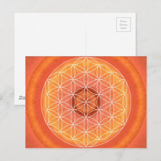 2 Chakra Flower of Life oranje Briefkaart (Voorkant / Achterkant)