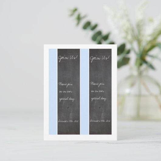 2 Chalkboard Blue Wedding Bladwijzer Briefkaart (Staand voorkant)