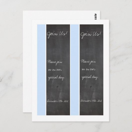 2 Chalkboard Blue Wedding Bladwijzer Briefkaart (Voorkant / Achterkant)