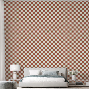 2"Checkerboard Klei Rood-Bruin & Ivoorwit Behang