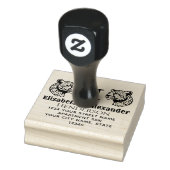 2 Cheetah Head SQ Koppelnaam Init Retouradres Rubberstempel (Stempel)