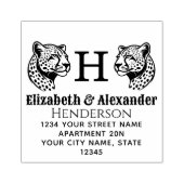 2 Cheetah Head SQ Koppelnaam Init Retouradres Rubberstempel (Afrduk)