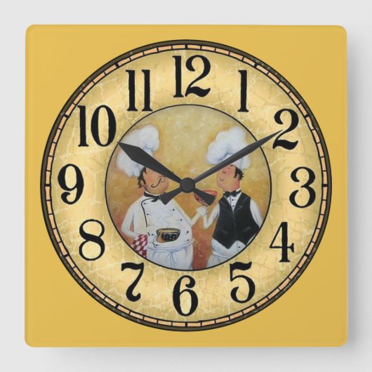 2  Chefs Vierkante Klok (Voorkant)