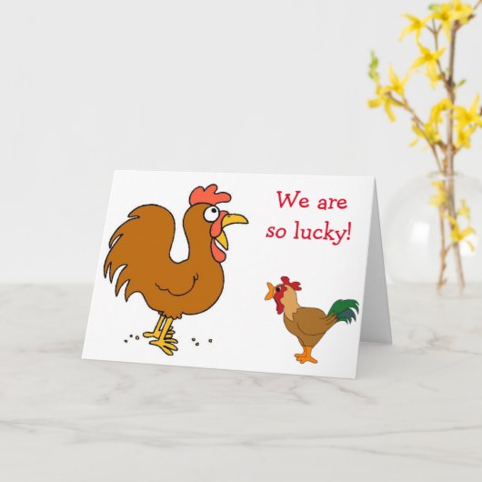 2 CHICKENS DIE HUN WISHES=WEDERZIJDSE BIRTHDAY CLU KAART (Gele Bloem)