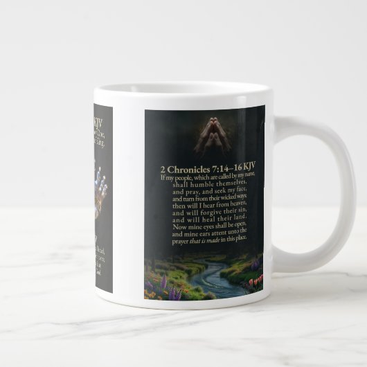 2 Chronicles 7:14-16 and Isaiah 48:9-13 KJV Mug Grote Koffiekop (Rechts)