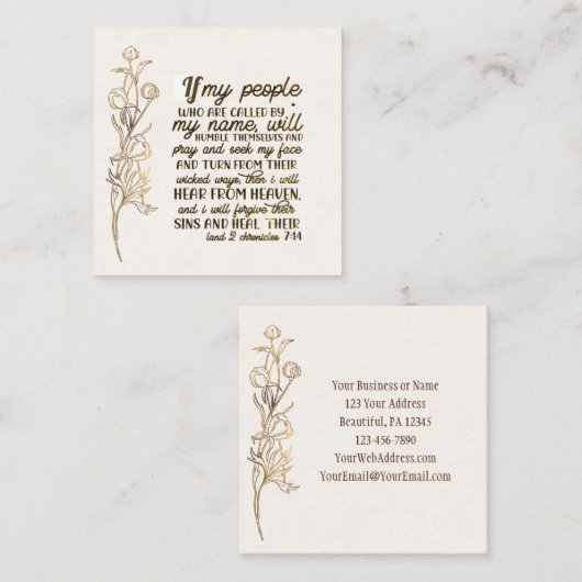 2 Chronicles 7:14 als mijn mensen bidden Vierkante Visitekaartje (Voorkant / Achterkant)