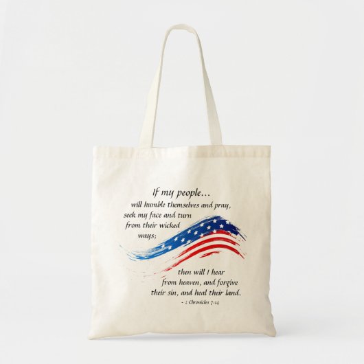 2 Chronicles 7:14 Als mijn volk bidt, Amerikaanse  Tote Bag (Voorkant)