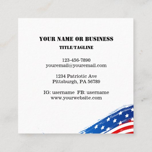 2 Chronicles 7:14 BijbelAmerikaanse vlag Christeli Vierkante Visitekaartje (Achterkant)