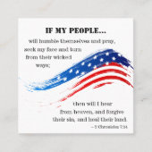 2 Chronicles 7:14 BijbelAmerikaanse vlag Christeli Vierkante Visitekaartje (Voorkant)