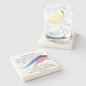 2 Chronicles 7:14 Manuscript, Amerikaanse Vlag Stenen Onderzetter (Zijkant)