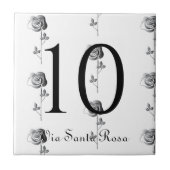 2 cijferig nummer 3D Rozen Cinzel huisnummer Tegeltje (Voorkant)