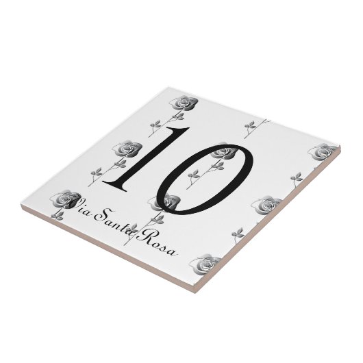 2 cijferig nummer 3D Rozen Cinzel huisnummer Tegeltje (Zijkant)