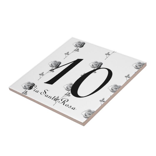 2-cijferig nummer 3D-Rozen huisnummer en straat Tegeltje (Zijkant)