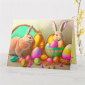 2 Collectie voor paasBunny en gouden eieren Kaart (Gele Bloem)