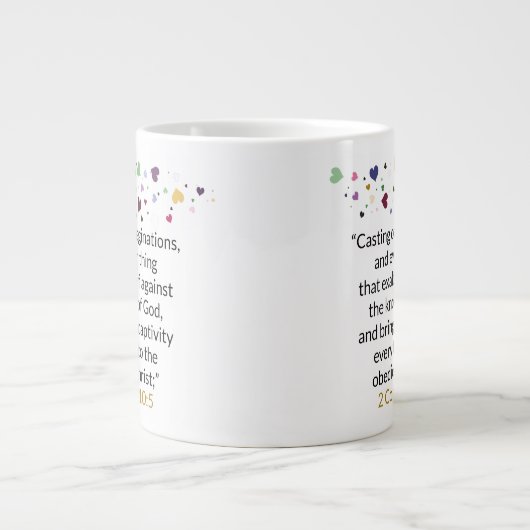 2 Corinthians 10:5 - Jumbo-Mok Grote Koffiekop (Voorkant)
