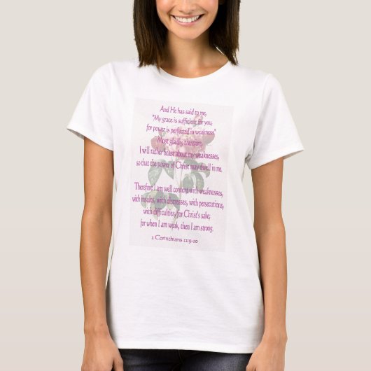 2 Corinthians 12:9-10 T-shirt (Voorkant)