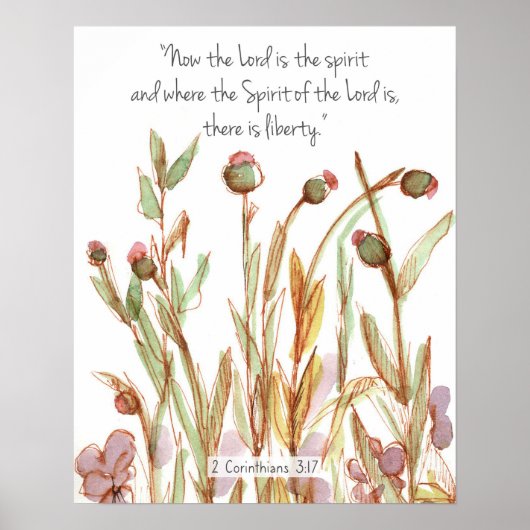 2 Corinthians 3:17 Bible Scripture Wildflowers Poster (Voorkant)